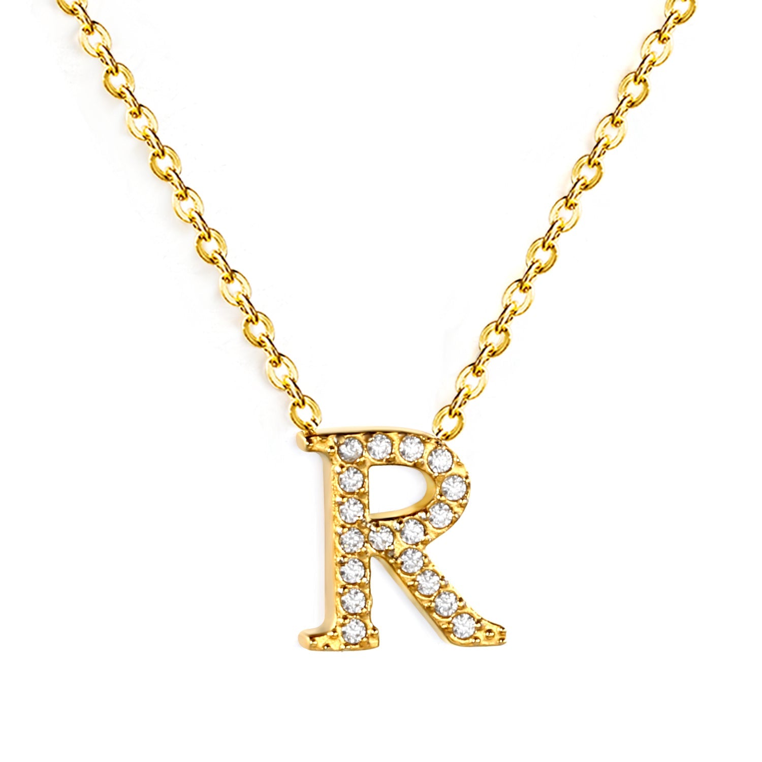 A-Z monogrammed pendant necklace with white diamonds 41+5cm asonjewelry